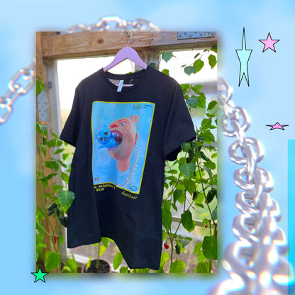 the neighbour and mr blob (black t-shirt)